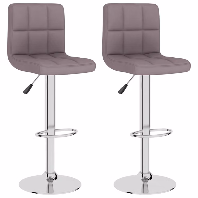Set de 2 taburetes Syfax para cocina y comedor en tela gris con estructura de metal moderna