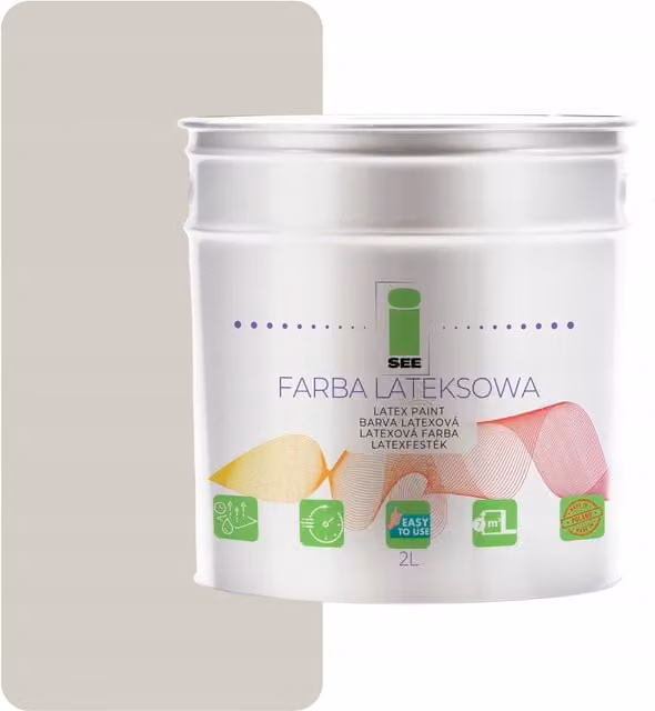 Pintura de látex mate I SEE para paredes de interior, color gris claro, base agua, 2 l