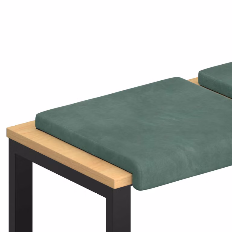 Set de 2 cojines de banco vidaXL en terciopelo verde mar con base antideslizante, Profundidad: 35 cm