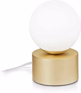 Lámpara de mesa Perlage TL1 de Ideal Lux en negro o dorado con pantalla de cristal y estructura metálica