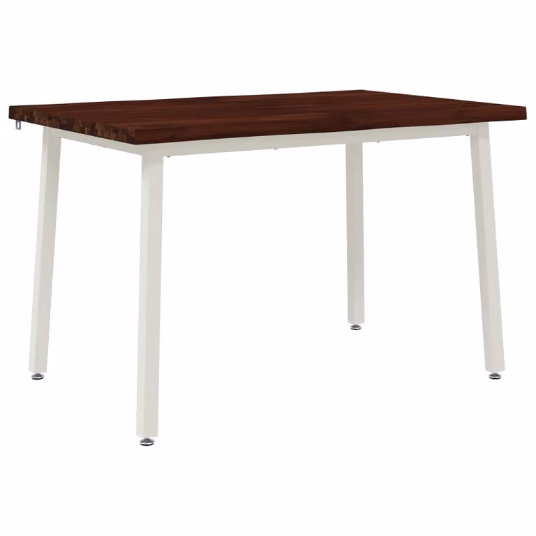 Mesa de comedor vidaXL de madera de acacia con borde natural y patas de metal, An/P/Al: 140 x 70 x 75 cm