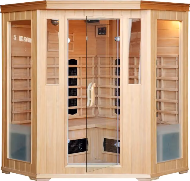 Sauna de infrarrojos Concept-usine Narvik de 2 plazas en madera con cromoterapia, color marrón y blanco, An/P/Al: 120 x 65 x 65 cm