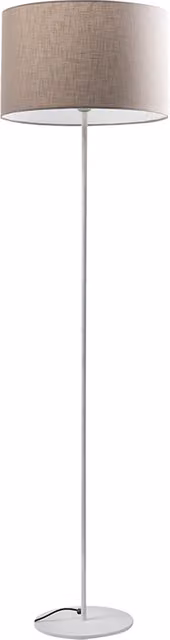 Lámpara de pie Vivien de Rossini en color blanco con pantalla cilíndrica beige, casquillo E27 y Altura: 48 cm