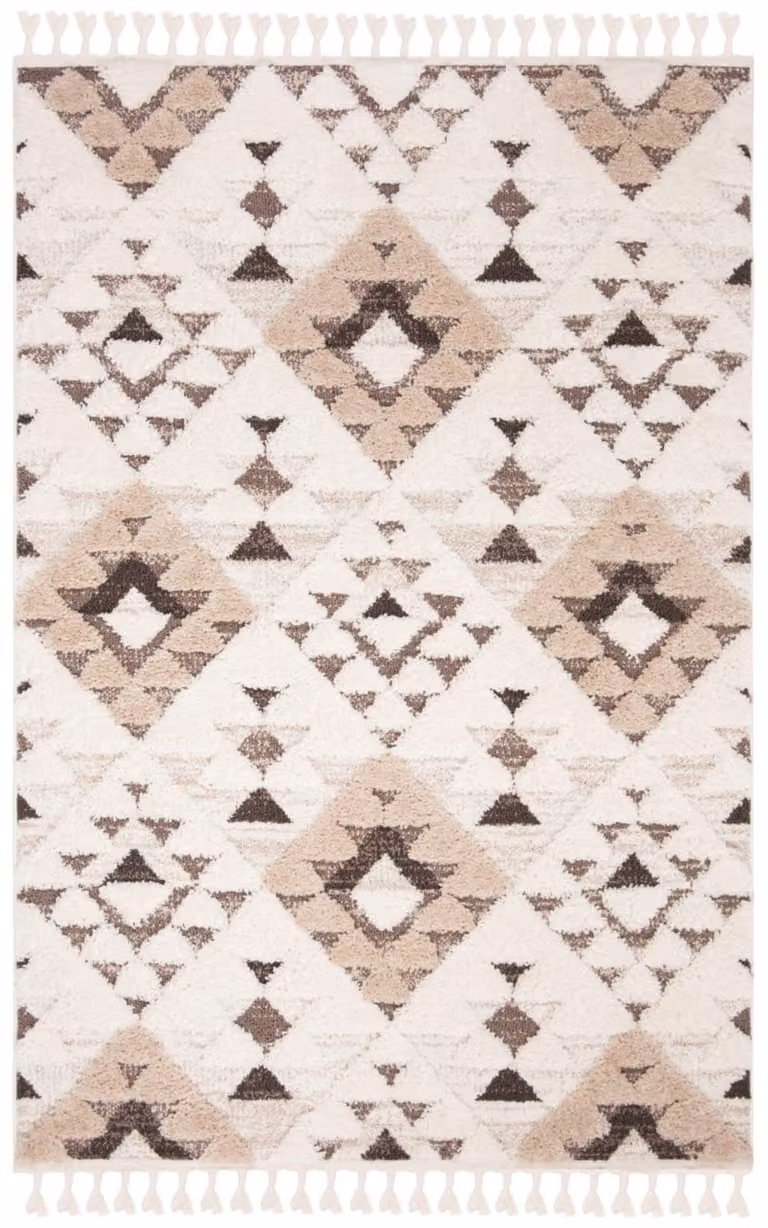 Alfombra Safavieh de estilo marroquí y diseño moderno en blanco y marrón, fabricada en polipropileno, An/P: 69 x 305 cm