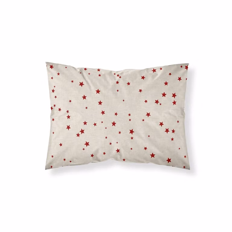 Funda de almohada Muare Home con diseño de estrellas de Navidad, multicolor y blanco, 100% poliéster, 65 x 65 cm