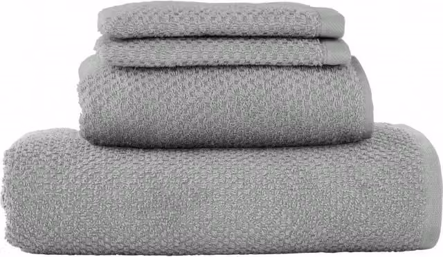 Juego de 4 piezas de toallas de baño y paños de cocina GUY LEVASSEUR en algodón gris de textura suave y certificación Oeko-Tex Standard 100