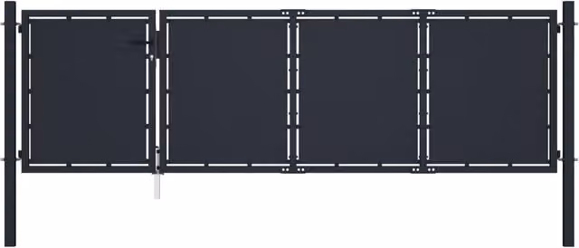 Puerta de jardín de acero de Vidaxl en color gris antracita, An: 350 cm, Al: 75 cm