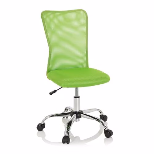 Silla giratoria para niños hjh OFFICE KIDDY Net I en color verde con tejido de malla y base de metal y plástico