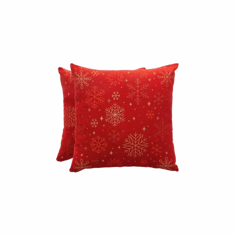 Lote de 2 fundas de cojín navideñas Gamusi de jacquard en algodón y poliéster, color rojo, 45 x 45 cm