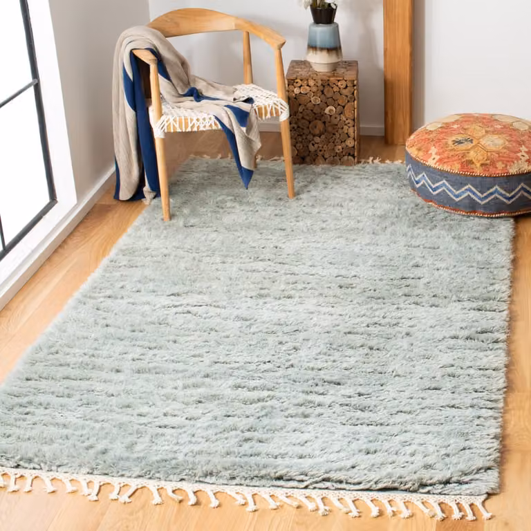 Alfombra marroquí de lana Safavieh en azul, An/P: 122 x 183 cm