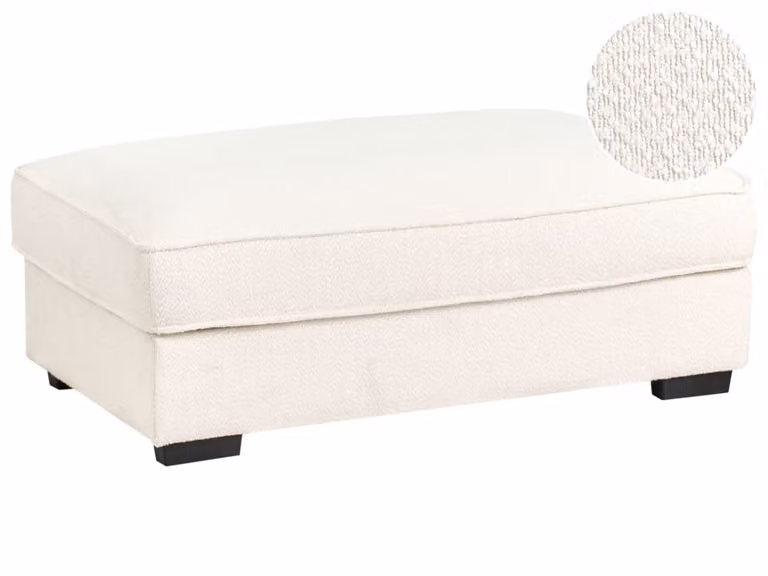 Otomana Beliani de estilo minimalista en tejido bouclé color blanco crema