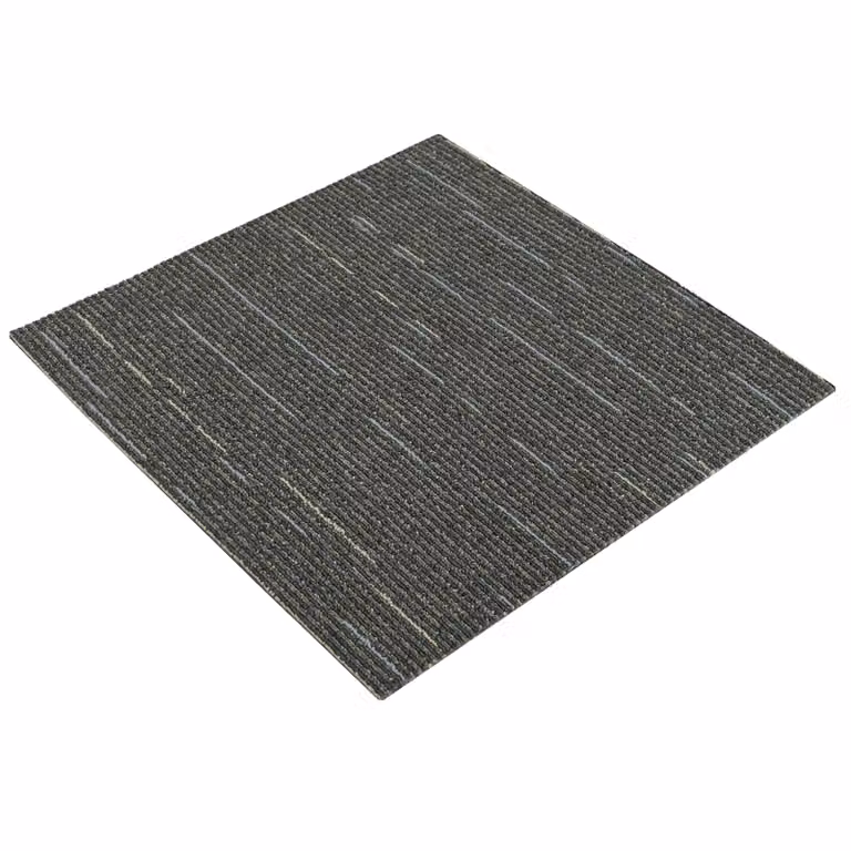 Set de 4 azulejos de alfombra vidaXL con diseño moderno de rayas en verde y gris, fabricados en polipropileno con pelo en bucle, An/P: 50 x 50 cm