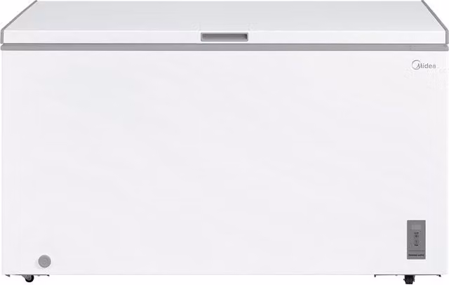 Congelador horizontal Midea Inverter con tirador integrado y compresor sólido en color blanco
