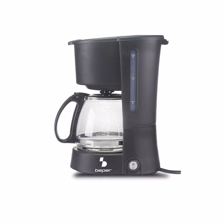 Máquina de café de filtro Beper BC.060 con jarra de vidrio y función de mantener caliente, color negro