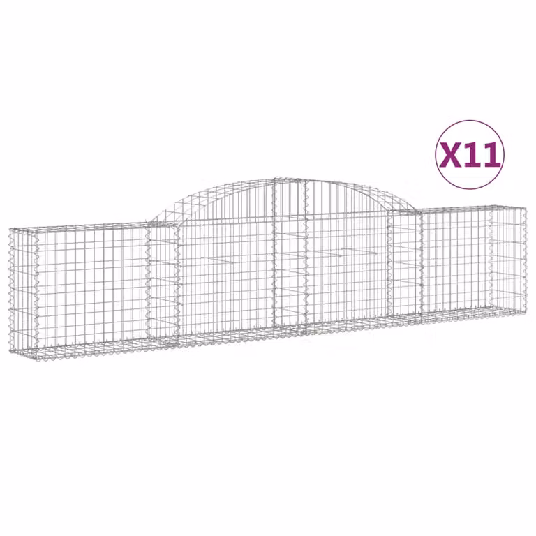 Set de 11 cestas de gaviones videx en forma de arco de acero galvanizado color plata, An/P/Al: 300 x 30 x 60/80 cm