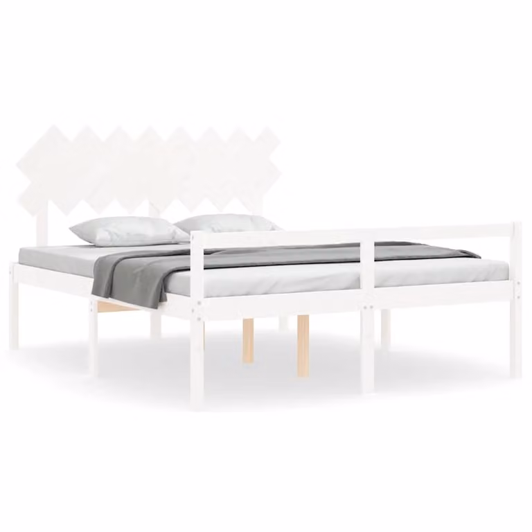 Cama para personas mayores vidaXL de madera maciza de pino en color blanco An/P/Al: 160 x 200 x 80,5 cm