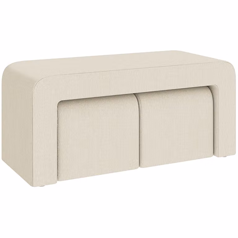 Banco zapatero Homcom tapizado en pana color beige An/P/Al: 104 x 44 x 48 cm