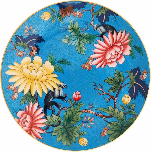 Plato de postre de porcelana Wedgwood Wonderlust Sapphire azul con diseño floral