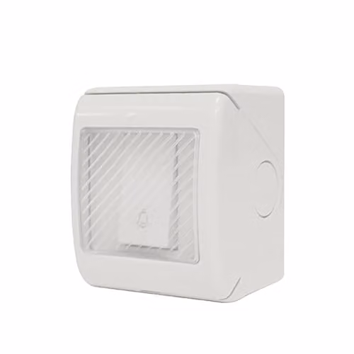 Pulsador de timbre estanco Sentinel con cable, blanco, 230 V