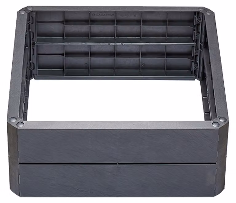 Sistema de huerto elevado Ergo Quadro S Garantia en color gris con 4 paneles y conectores