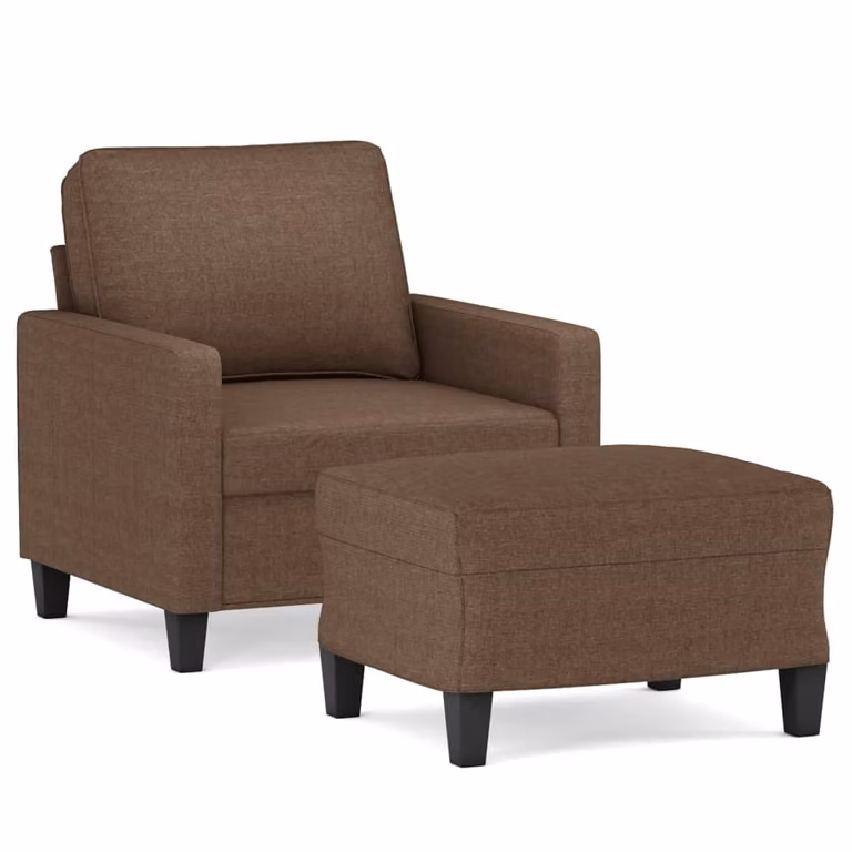 Sillón relax con taburete vidaXL en tela marrón de estilo moderno para salón