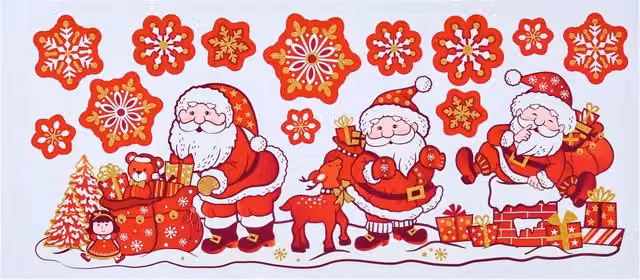 Pegatinas navideñas adhesivas Livarno para ventana con diseño de Papá Noel en multicolor y rojo