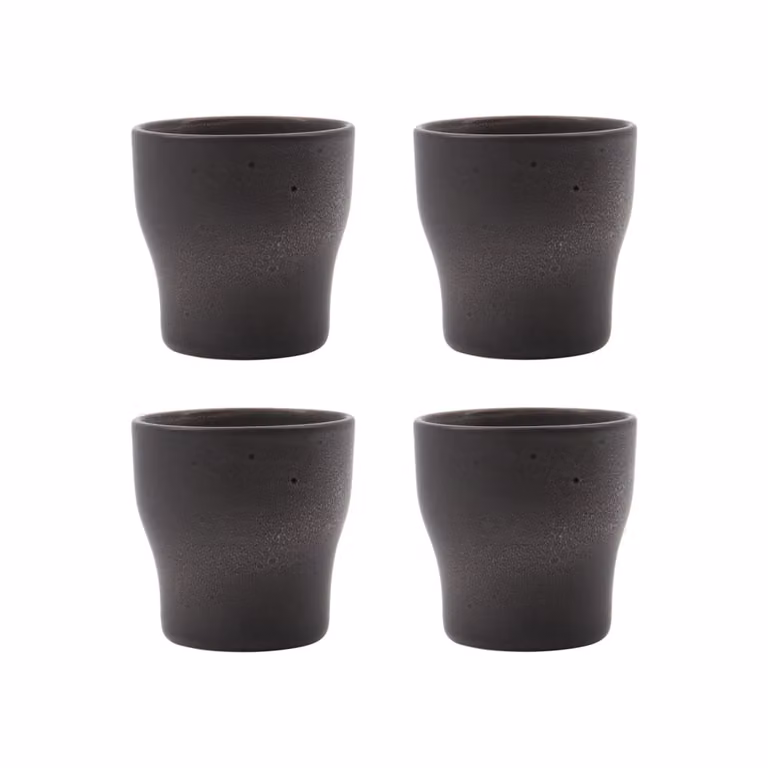 Juego de 4 tazas de gres House Doctor en color gris con diseño de puntos y doble pared