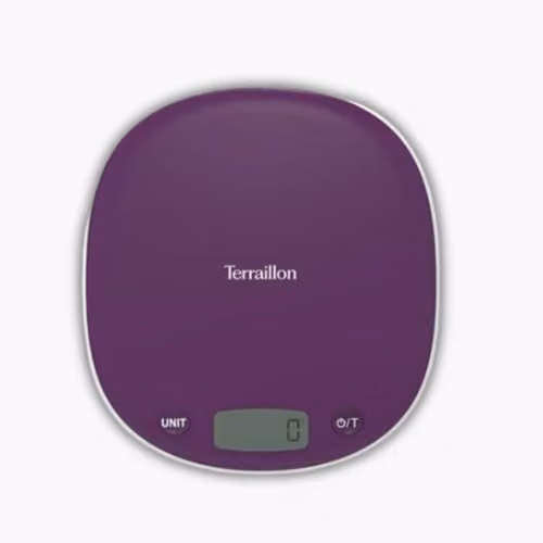 Báscula de cocina electrónica Terraillon Macaron, capacidad 5 kg y precisión 1 g, color púrpura