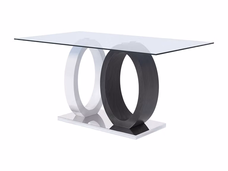 Mesa de comedor rectangular AYANE de VENTE-UNIQUE en cristal templado y MDF, colores gris, blanco y transparente, An/P/Al: 100 x 90 x 76 cm