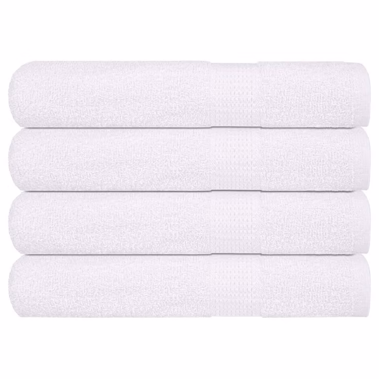 Set de 4 toallas de algodón vidaXL FROGN en color blanco, 100 x 200 cm, 360 g/m²