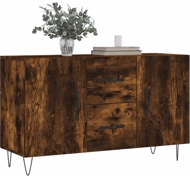Aparador moderno SYFAX de madera y metal en color roble ahumado, An/P/Al: 100 x 36 x 60 cm