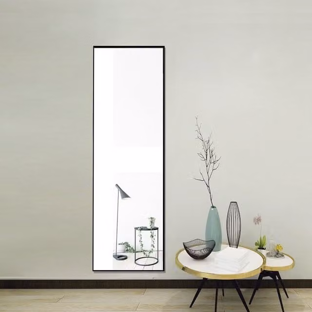 Espejo de cuerpo entero SOLKVUNZA con marco de aluminio negro, diseño minimalista para uso mural o de pie, An/P/Al: 40 x 150 cm