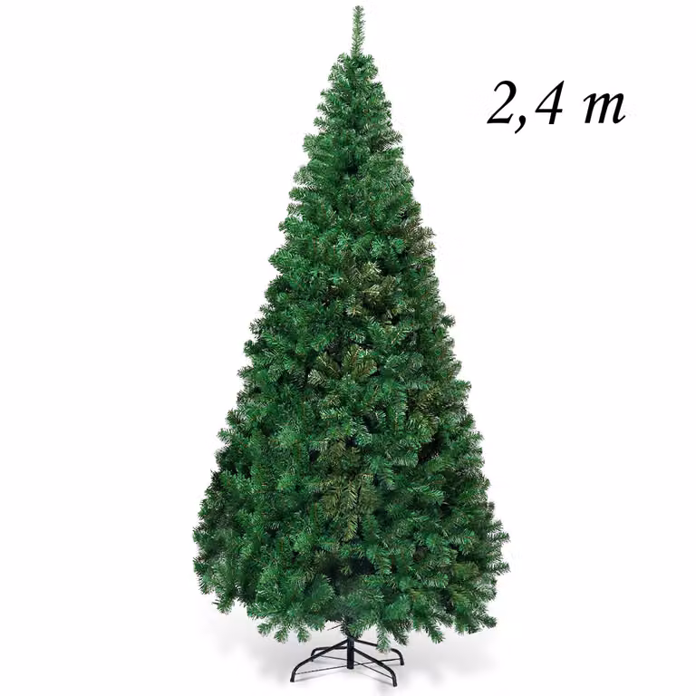 Árbol de Navidad Artificial Abeto Costway de 2,4 m en color verde con base metálica y material de PVC para tu hogar u oficina