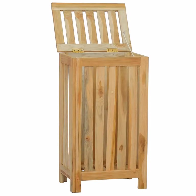 Cesto de la ropa sucia con tapa de madera de teca marrón VIDAXL An/P/Al: 35 x 25 x 60 cm