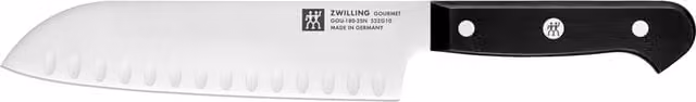 Cuchillo Santoku ZWILLING Gourmet de acero inoxidable color plata con hoja alveolada de 18 cm