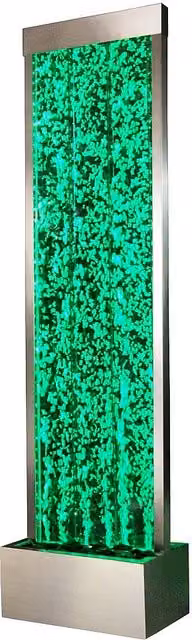 Pared de burbujas de agua Blennie con LEDs RGB de colores cambiantes y control remoto en color plata, Altura: 150 cm