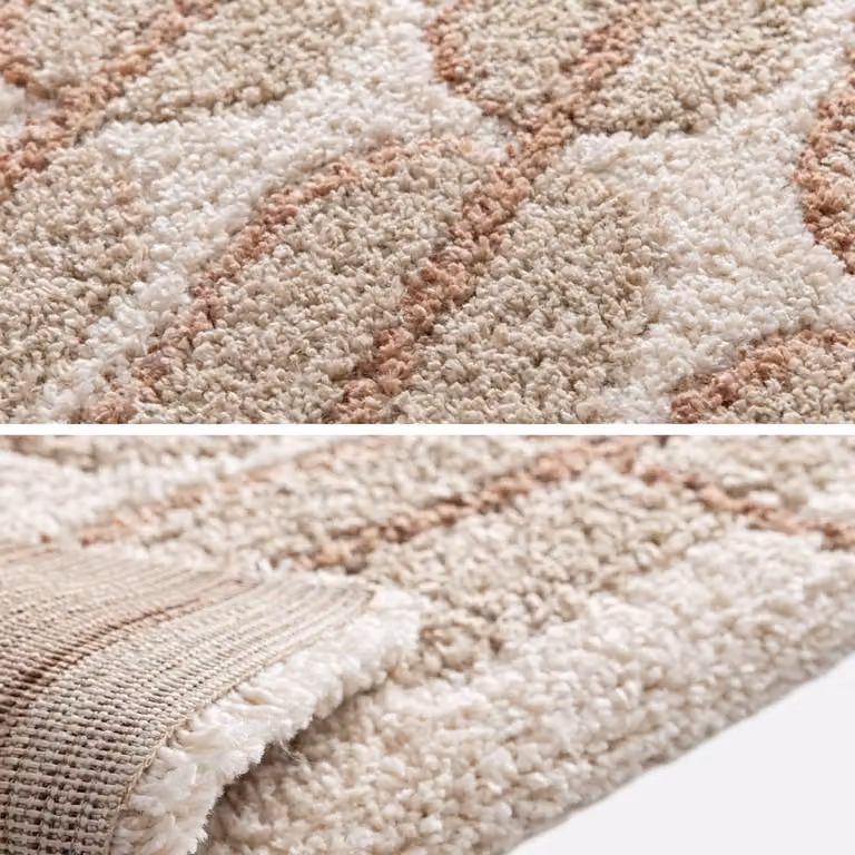 Alfombra interior abstracta Sweeek multicolor en tonos beige y rosa, An/P/Al: 120 x 76,2 x 1 cm