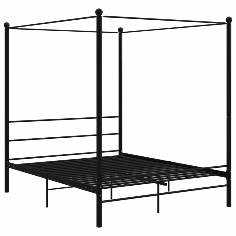 Cama matrimonial con dosel Maison Chic de metal negro An/P/Al: 160 x 200 x 208 cm
