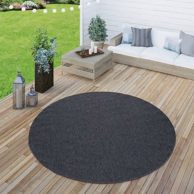 Alfombra redonda Timba para interior y exterior en azul marino, diámetro: 160 cm