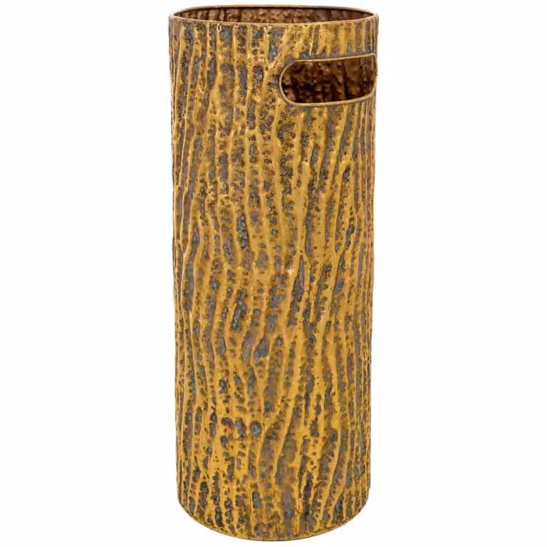 Paragüero de metal Wanderlust deco en color dorado y bronce, An/P/Al: 20,5 x 20,5 x 50 cm