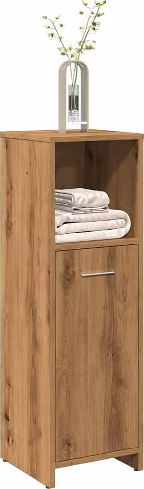 Armario de baño Prolenta de madera en color marrón roble con diseño moderno y puertas batientes, An/P/Al: 30 x 30 x 95 cm