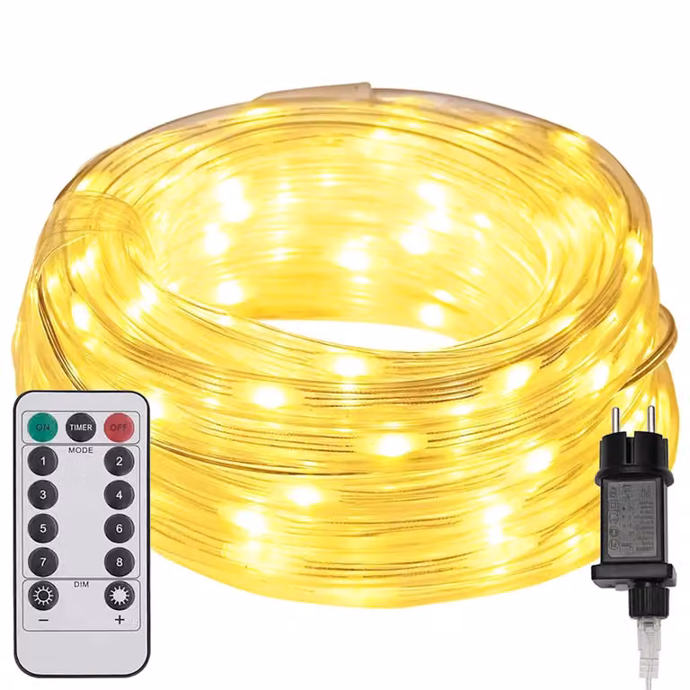 Luz de cuerda vidaXL con 480 LED blanco cálido, 20 m, PVC y mando a distancia