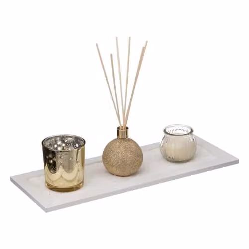Caja de Aromas Iris Chic de FEERIC LIGHTS & CHRISTMAS en color blanco y diseño de cristal rectangular para mesa