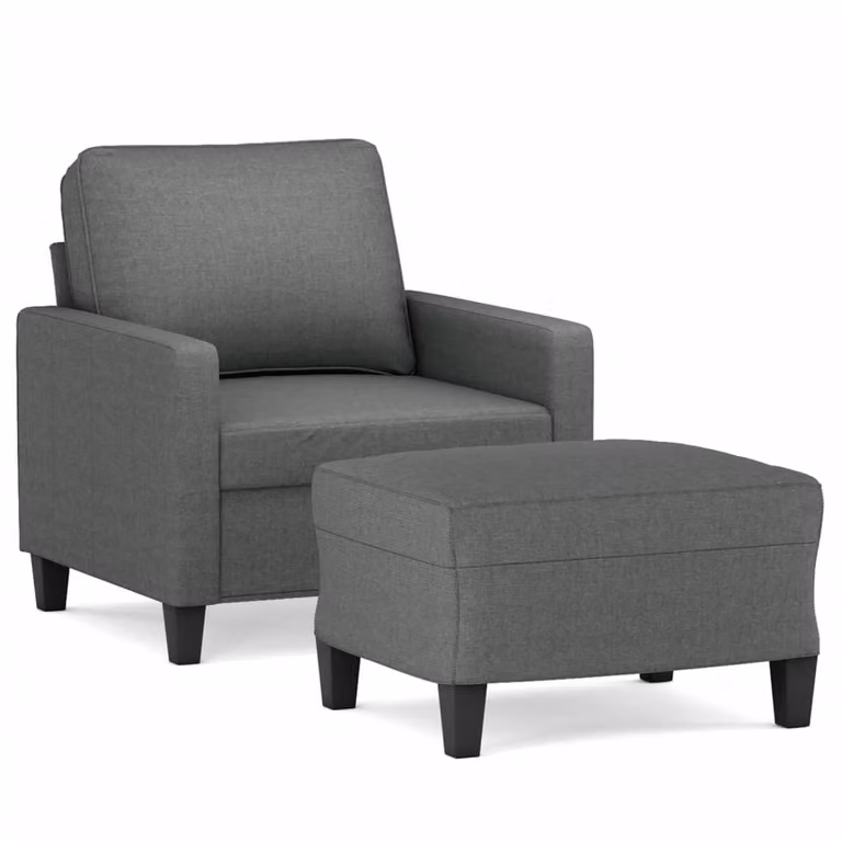 Sillón relax con taburete vidaXL en tela gris oscuro para salón