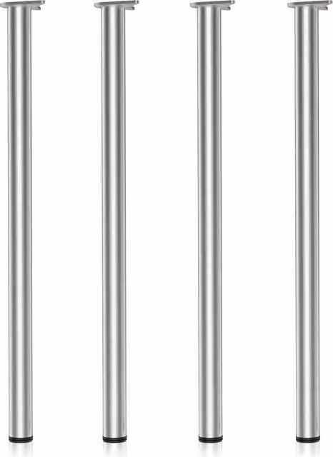 Juego de 4 patas ajustables Wiltec de acero inoxidable en color níquel, Diámetro: 6 cm, Altura: 110 cm