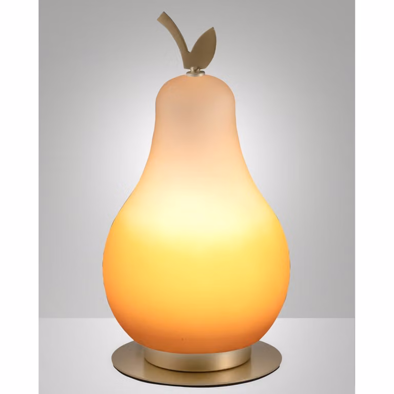 Lámpara de mesa LED Fabas de 8W en latón satinado y vidrio con luz blanca cálida y regulable