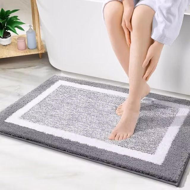 Alfombra de baño de microfibra LIIYIELA antideslizante, absorbente y lavable, An/P: 40 x 60 cm, disponible en negro o gris