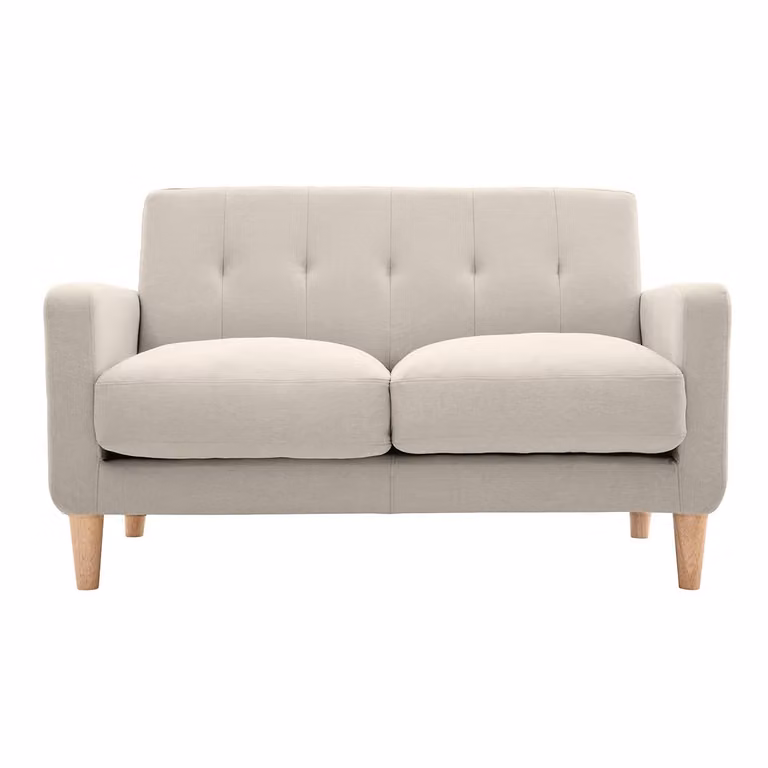 Sofá de diseño escandinavo Miliboo Luna de 2 plazas en color beige y tejido natural
