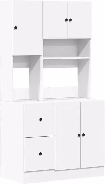 Armario de cocina moderno Helloshop26 en color blanco con puertas batientes y estantes internos, An/P/Al: 95 x 50 x 180 cm