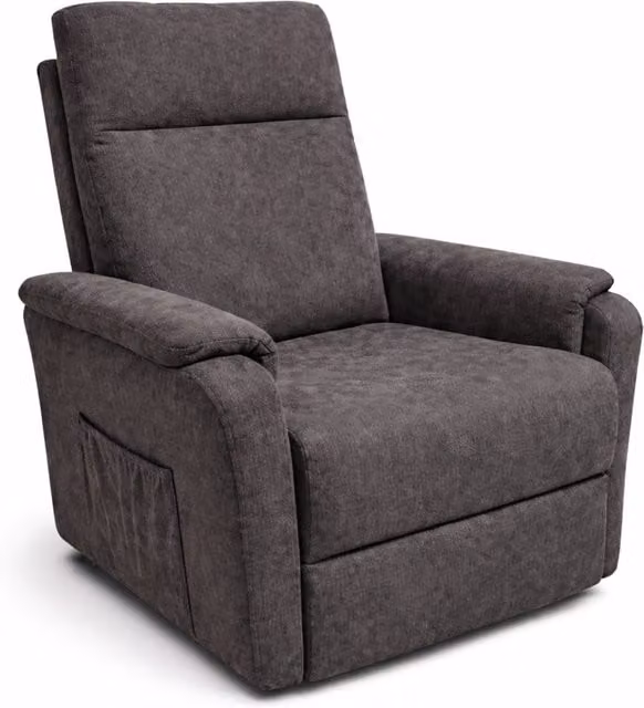 Sillón relax eléctrico Delta de Home Heavenly con función elevador de personas, tapizado en tela gris oscuro, An/P/Al: 75 x 45 x 101 cm